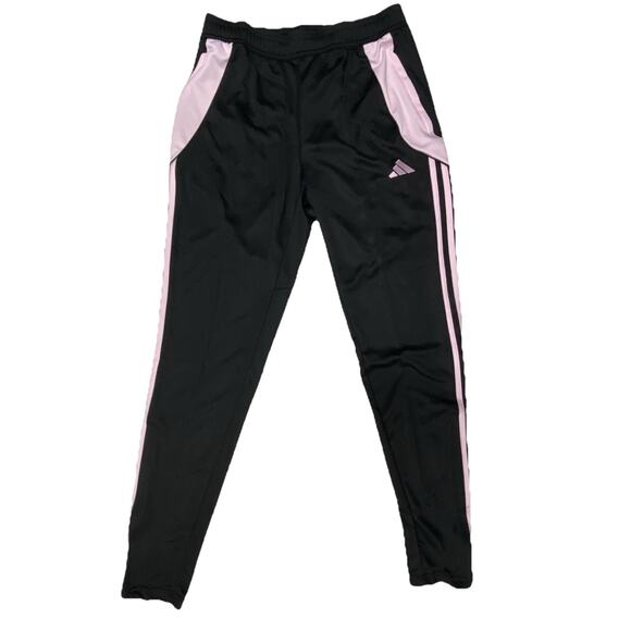 Adidas Women’s Small & Tall Tiro 24 Soccer Track Pants, Black w Pink Stripes - Picture 1 of 9